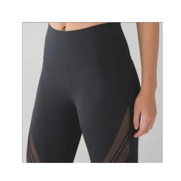 Lululemon Black High Times Pants Metta Mesh Leggings Size-6 Used - Picture 4 of 8